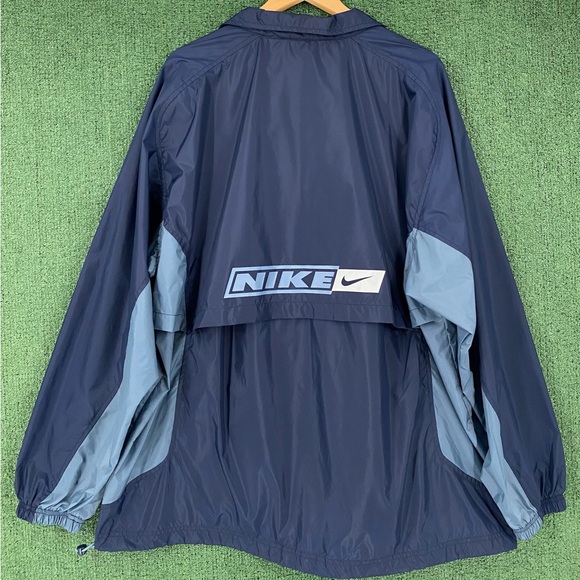 VTG 90’s Nike Spellout Embroidered Swoosh Navy Windbreaker Jacket Mens 3XL - Picture 1 of 9